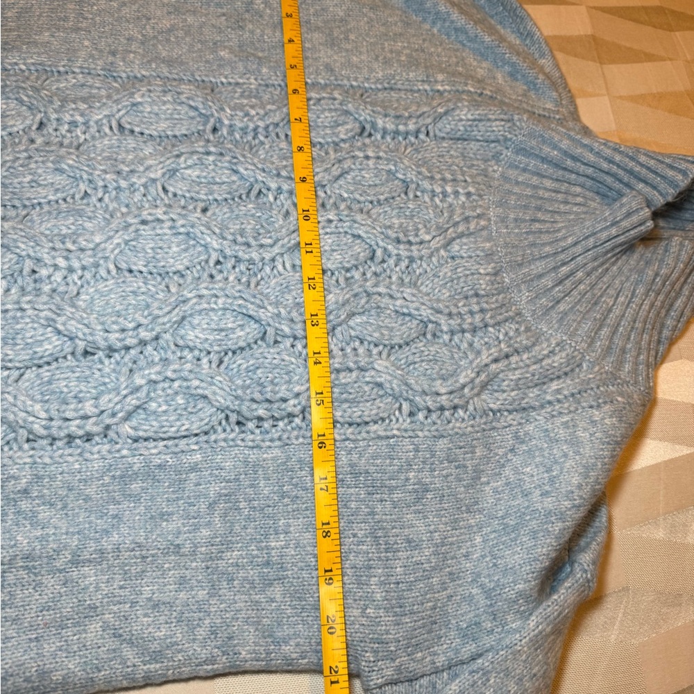 White House Black Market Light Blue Cable Knit Turtleneck Sweater - Picture 5 of 8